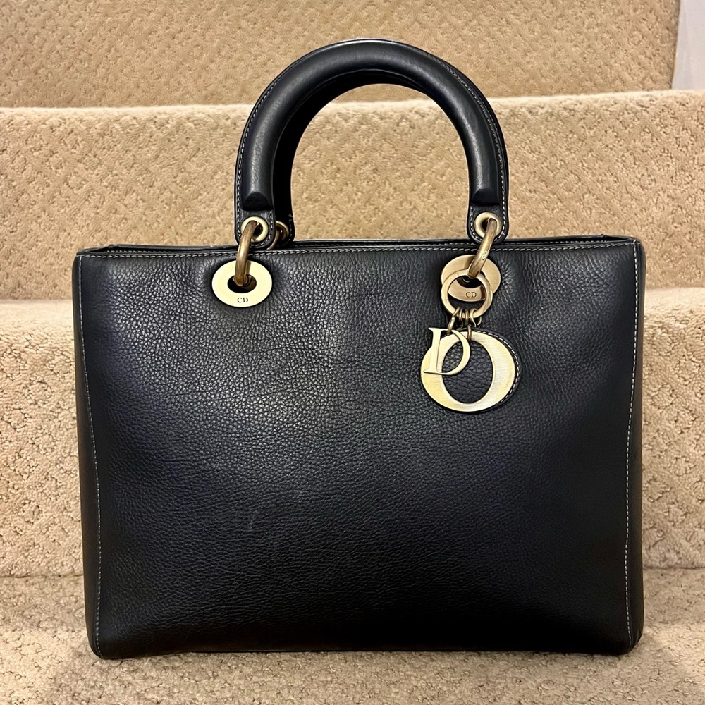 Authentic Dior grained calf skin lady large